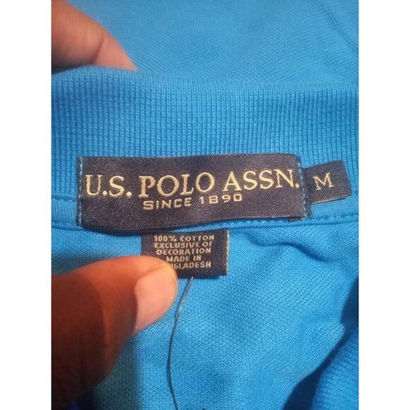 US Polo Assn. NEW Short Sleeve Polo Shirt Mens Medium M Blue Pony Casual Top NWT - Picture 9 of 12